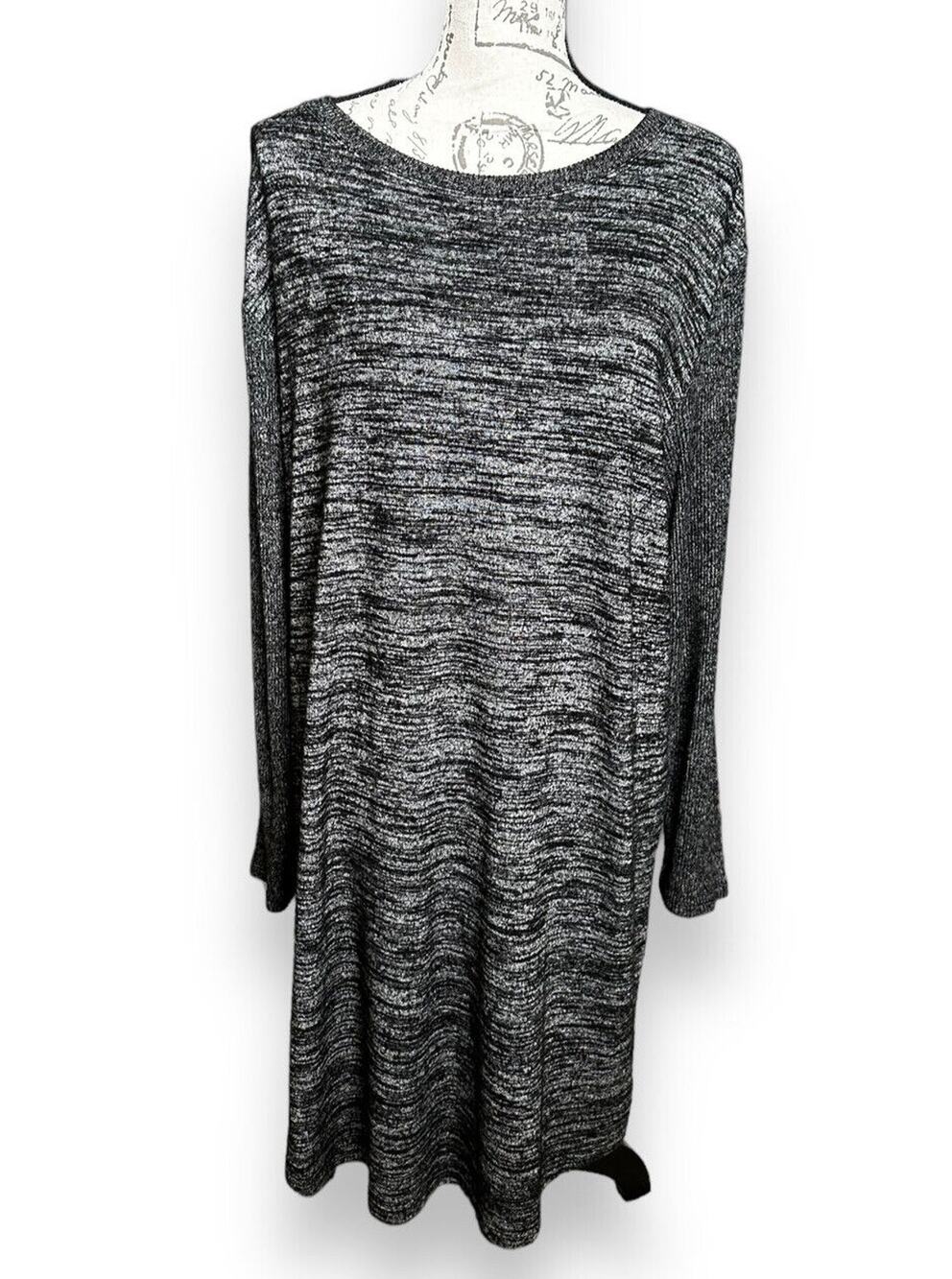 A New Day Gray Space-dye Sweater Dress Curved Hem Soft XL